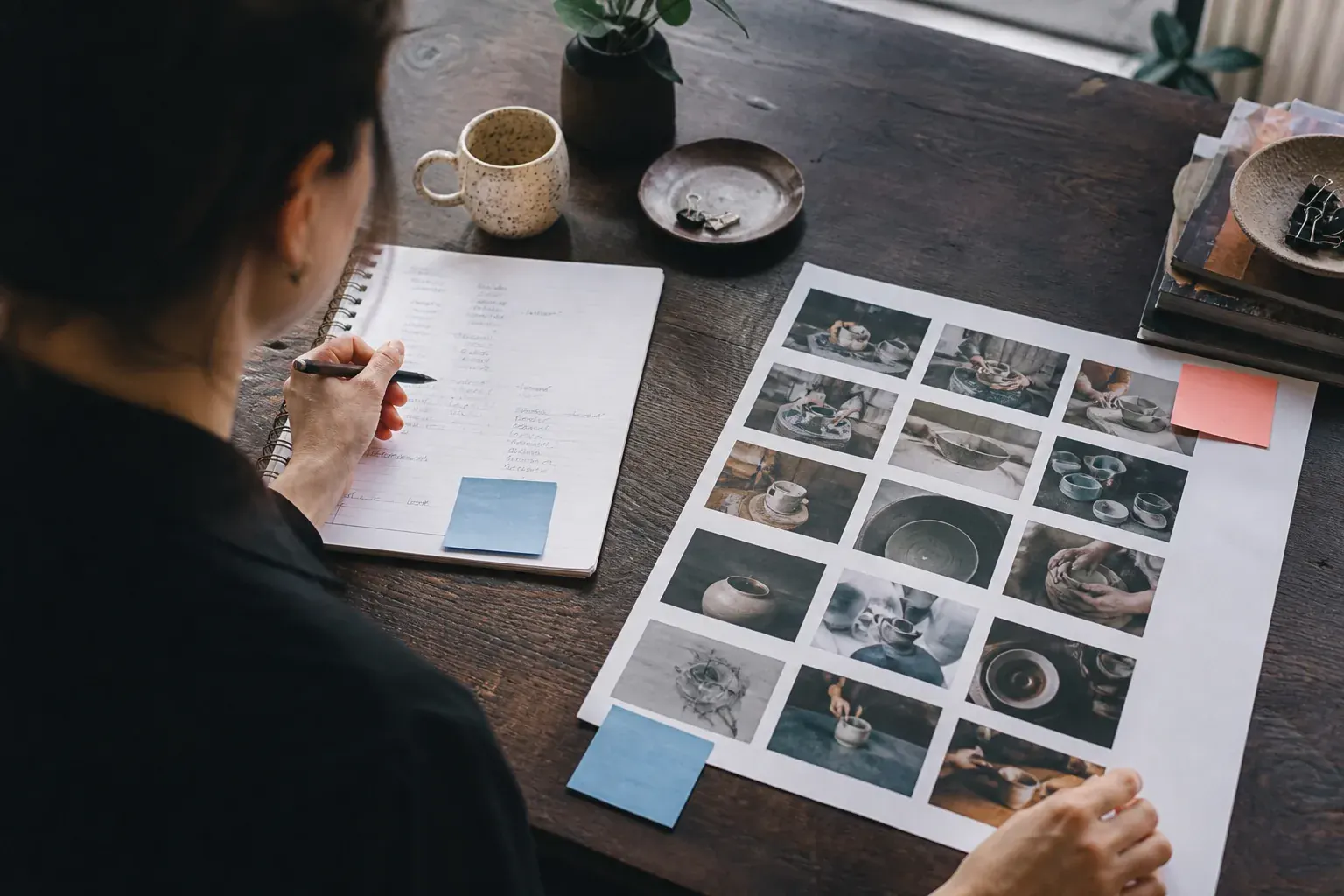 Strategist comparing search research with a visual content plan