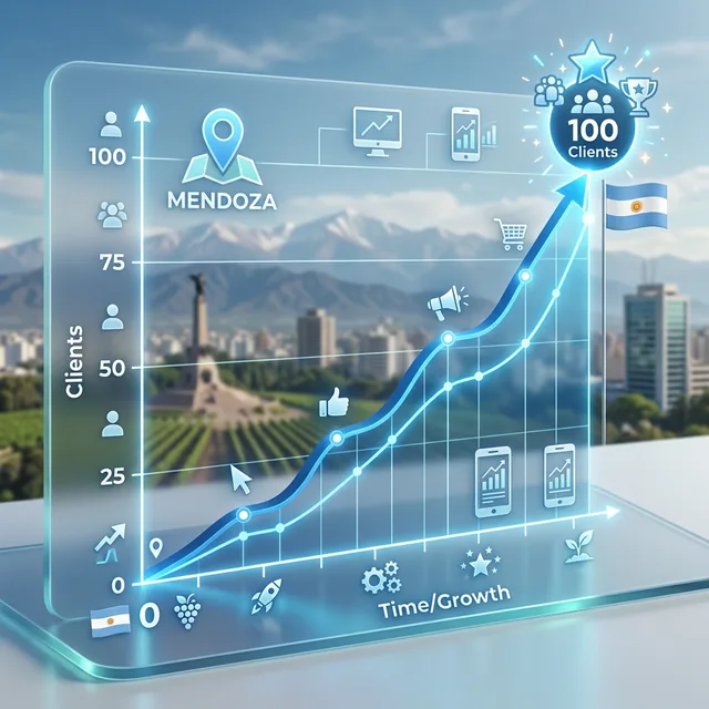 Growth chart showing the first 100 customers from a digital strategy