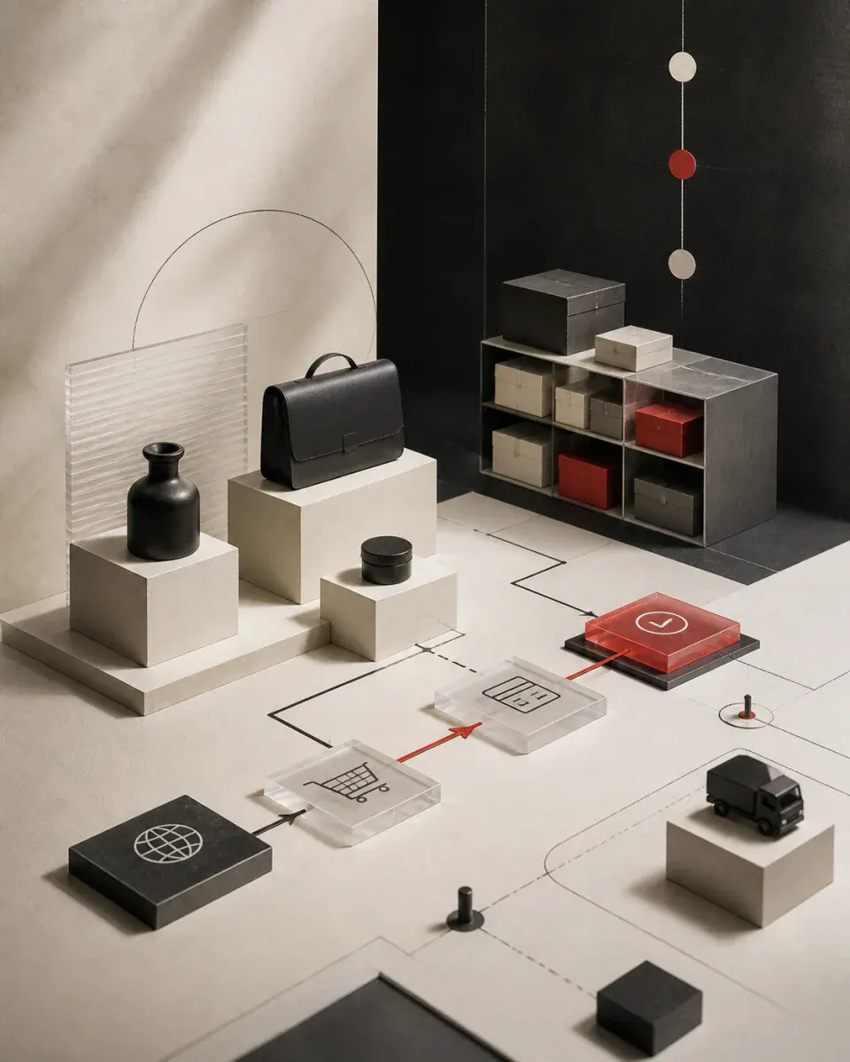 Online store journey from product discovery through checkout