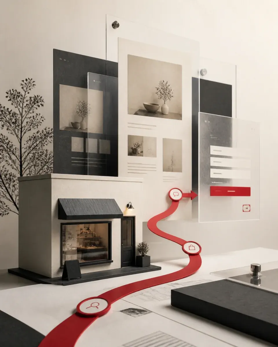 Small business storefront connected to a clear digital customer journey